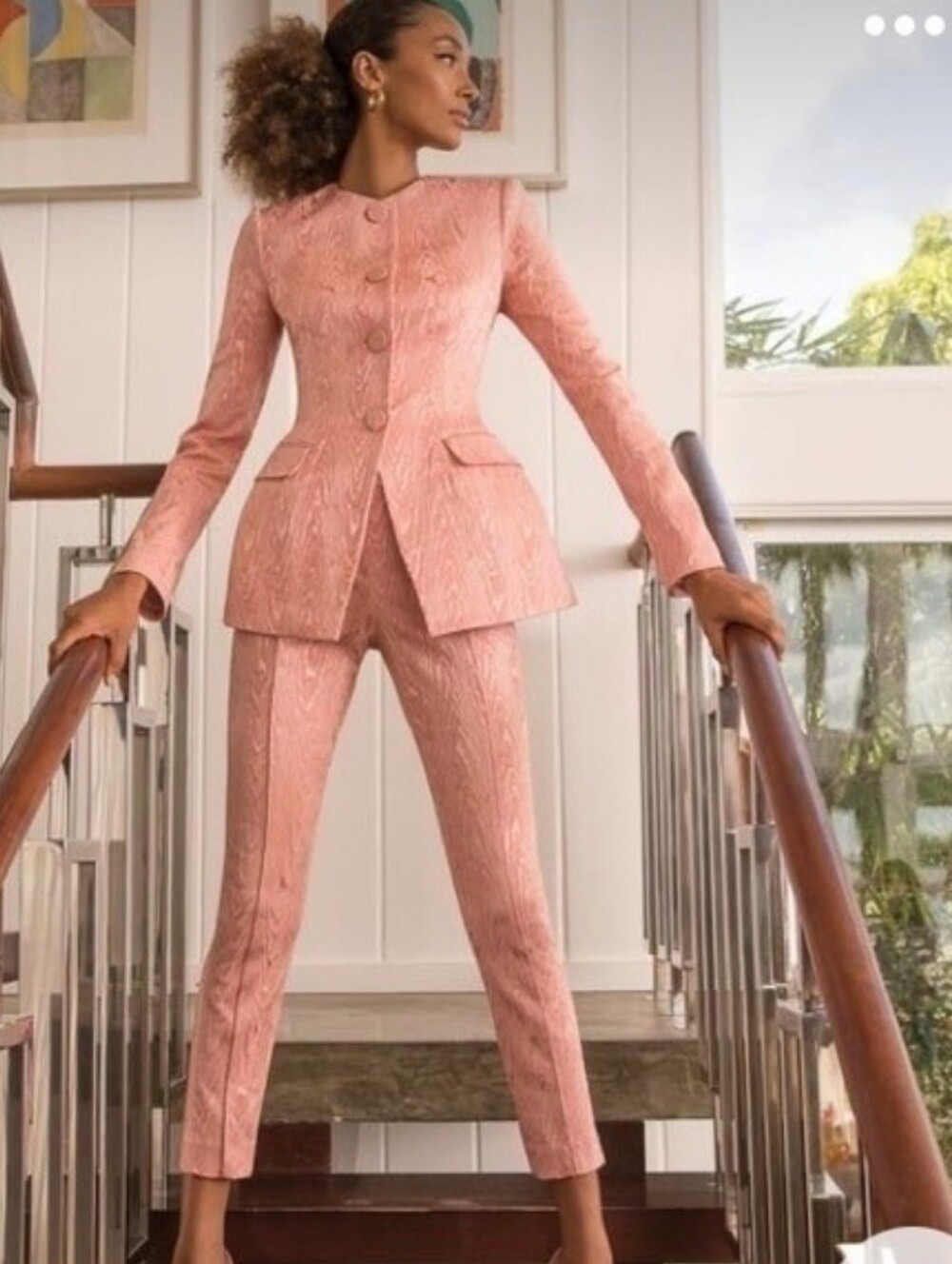 NWOT Veronica Beard Pink Jacquard Honolulu Pants in Blush Trousers Size 6